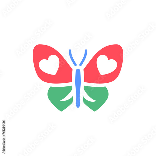 butterfly icon or Valentines day symbol, holiday sign designed for celebration, vector trendy modern style.
