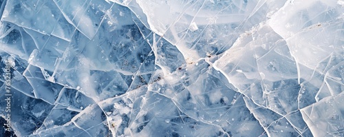 Abstract pattern of cracked ice on a river