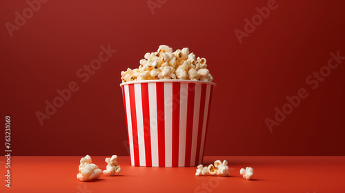 Popcorn, minimalist, simple plain background and empty copy space