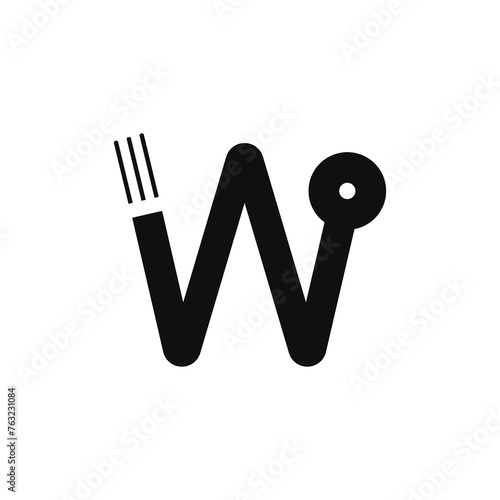  letter W with electric wire, fiber optic cable