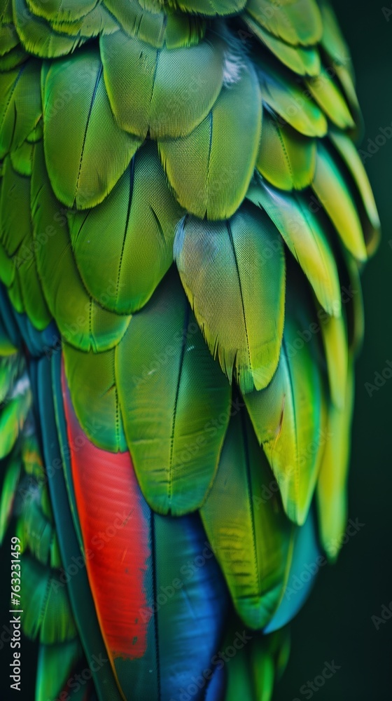 Obraz premium Close-up of parrot feathers with vibrant colors