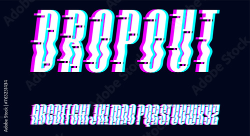 Digital glitch condensed vector font