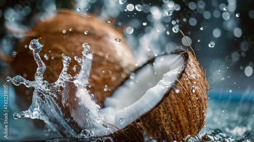 coconut splashing into water
