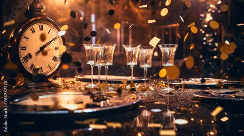 Glamorous 1920s New Year's Eve party countdown and champagne toast
