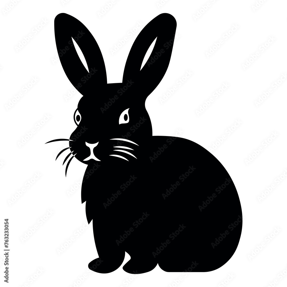 black vector rabbit icon on white background black vector rabbit icon on white background