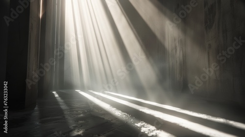 Sunlight streaming through an old window