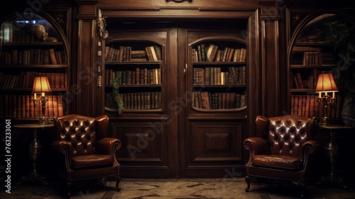 Bookshelf conceals 1920s speakeasy entrance password for entry photo