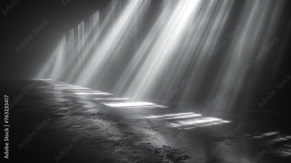 Abstract light beams through slits in dark room Abstract light beams through slits in dark room