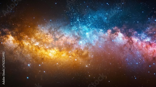 Vibrant Milky Way galaxy with colorful interstellar clouds