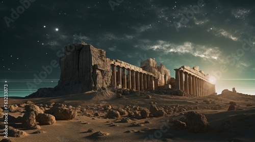 Alien landscape features Greek temple alien species in awe