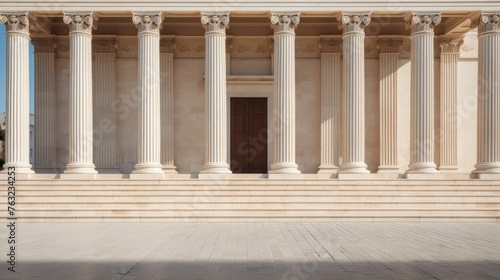 Elegant and sturdy Doric columns mark the facade of ancient temple