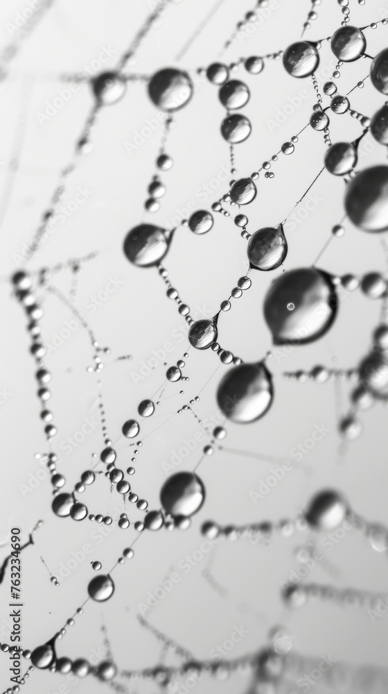 Obraz premium Close-up of water droplets on spider web