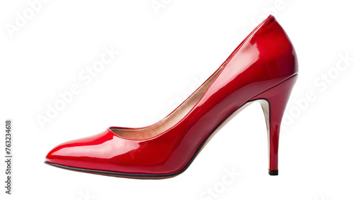 Red high heel. isolated on transparent background.