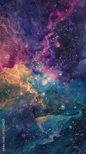 Abstract cosmic watercolor background