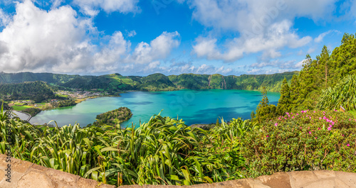 Lagoa das Sete Cidades in São Miguel, showcasing the Azores volcanic landscapes and lush natural beauty photo