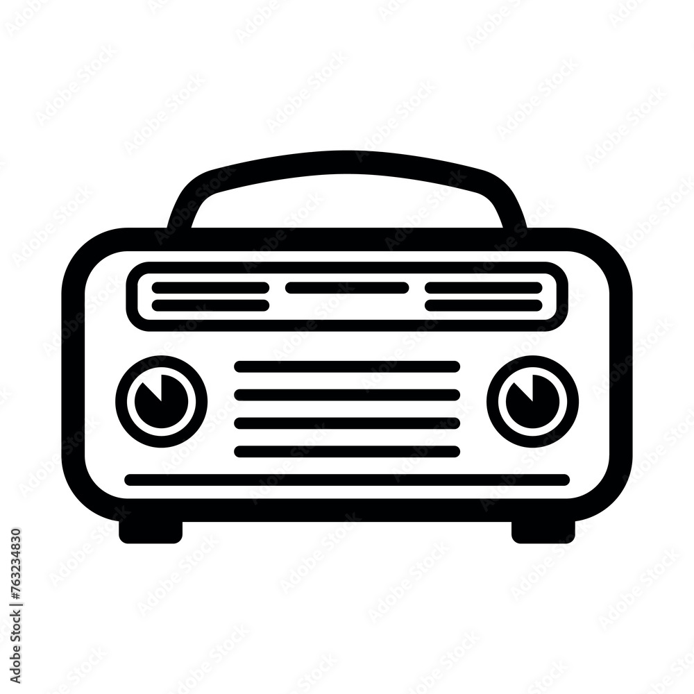black vector radio icon on white background black vector radio icon on white background