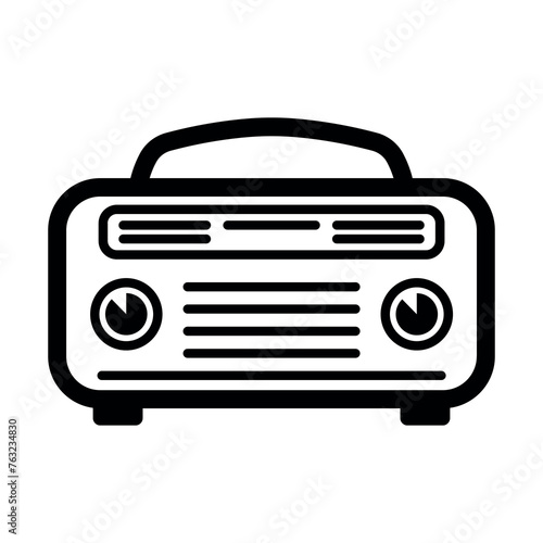 black vector radio icon on white background