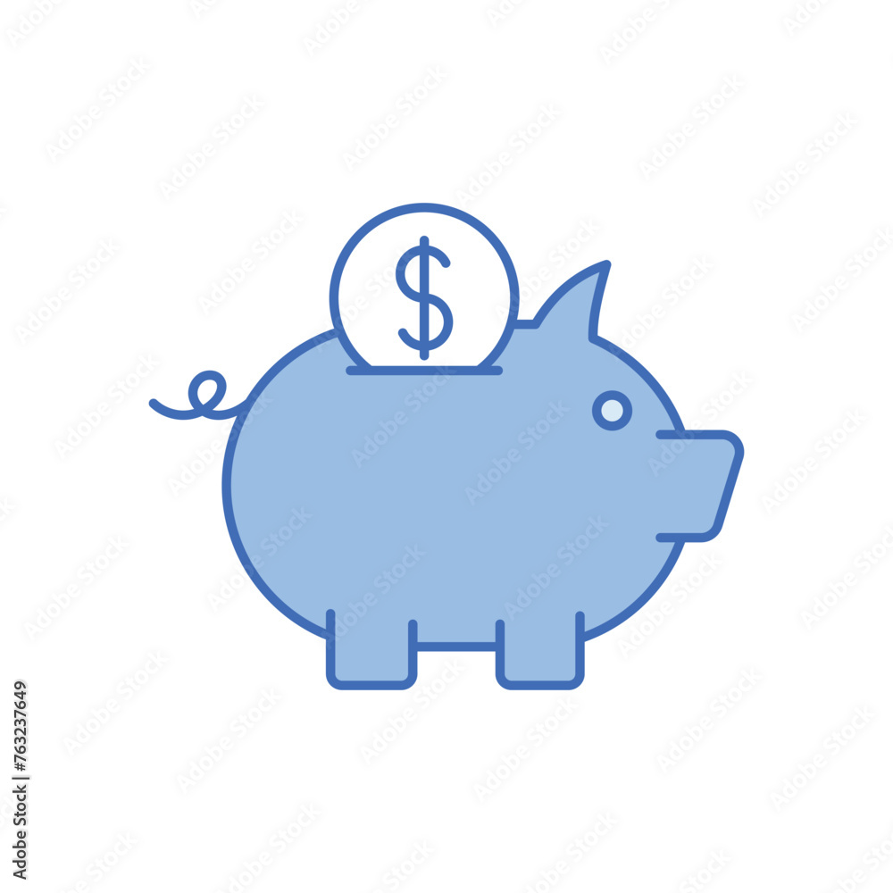 Blue line Piggy Bank vector icon Blue line Piggy Bank vector icon