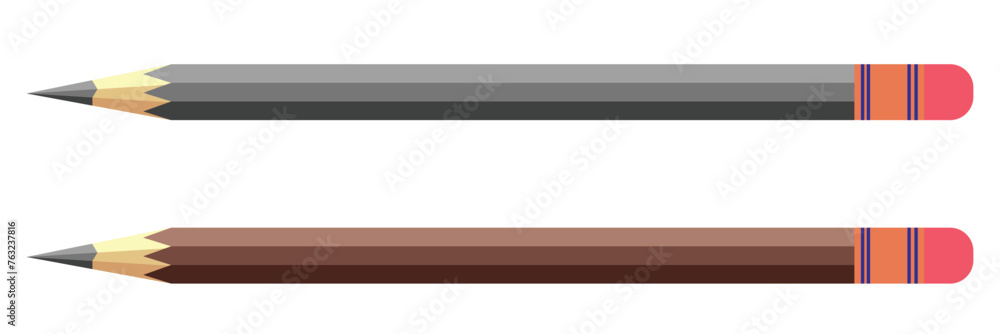 Pencil design. Pencil with Rubber eraser, isolated on White background. Pencil with rubber eraser in modern simple flat design. Pencils vector icons. vector illustration. Pencil design. Pencil with Rubber eraser, isolated on White background. Pencil with rubber eraser in modern simple flat design. Pencils vector icons. vector illustration.