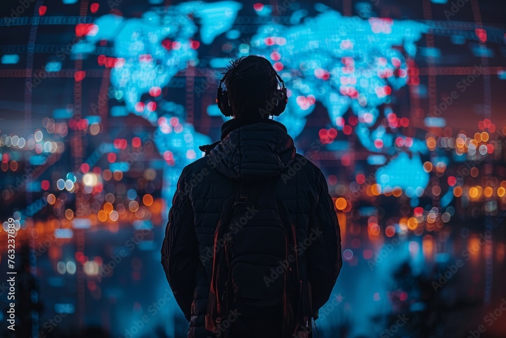 Imagine a vivid depiction of a cybersecurity expert actively responding to a cyber threat, with their shadow blending into the digital landscape of maps and network connections. Imagine a vivid depiction of a cybersecurity expert actively responding to a cyber threat, with their shadow blending into the digital landscape of maps and network connections.