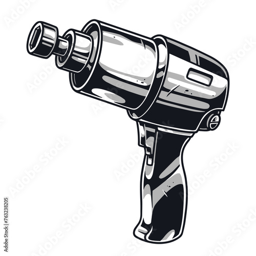 Pneumatic impact wrench monochrome sticker