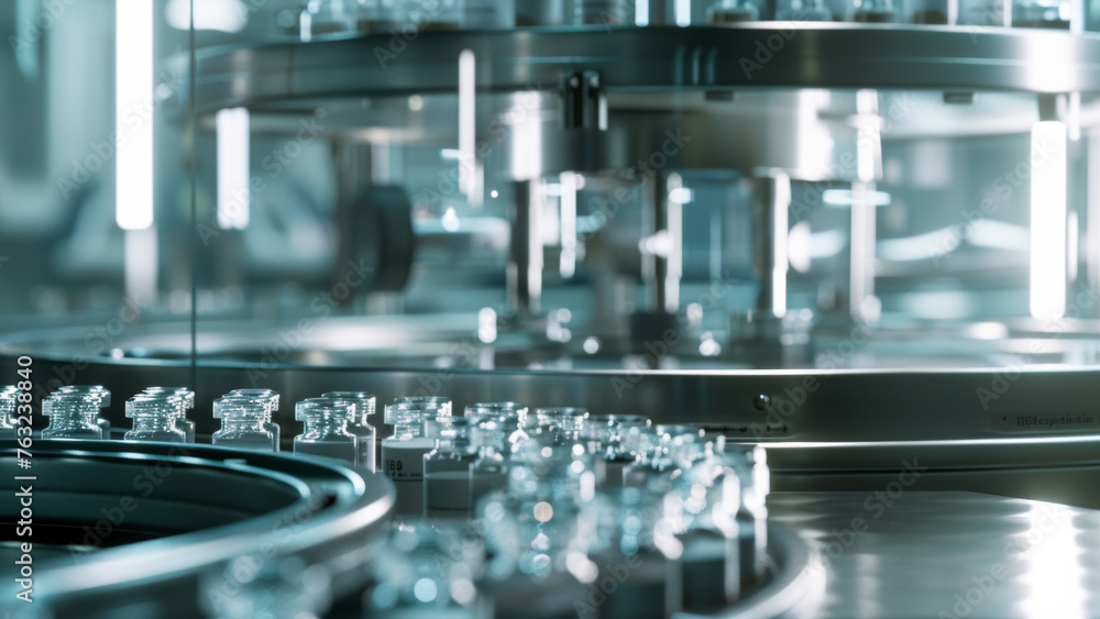Sleek pharmaceutical machinery encapsulates an aura of pristine precision in production. Sleek pharmaceutical machinery encapsulates an aura of pristine precision in production.