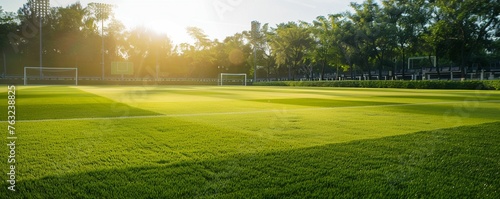 Maintenance of green sports fields and pitches using sustainable resources and practices. photo