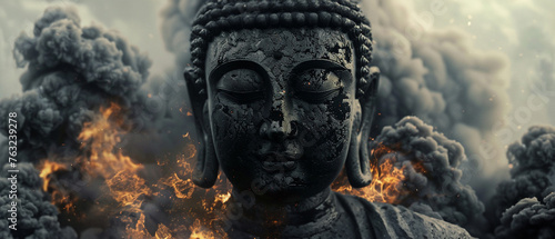 An unsettling fusion of Buddha symbolism and horror elements.