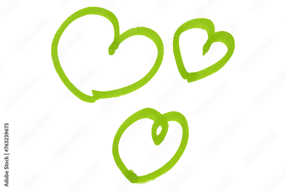 Green hearts isolated on transparent background. Green hearts isolated on transparent background.