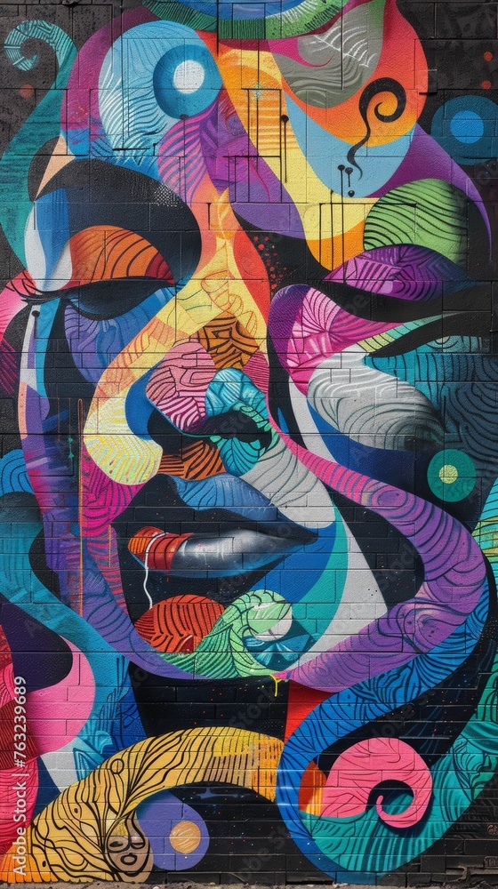 Colorful abstract urban mural