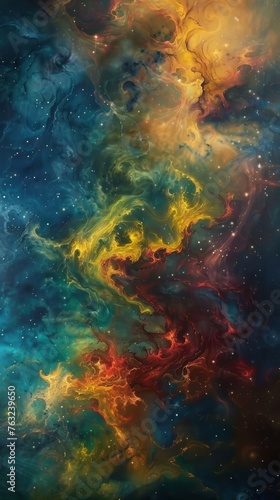 Abstract cosmic texture with swirling colors © iVGraphic