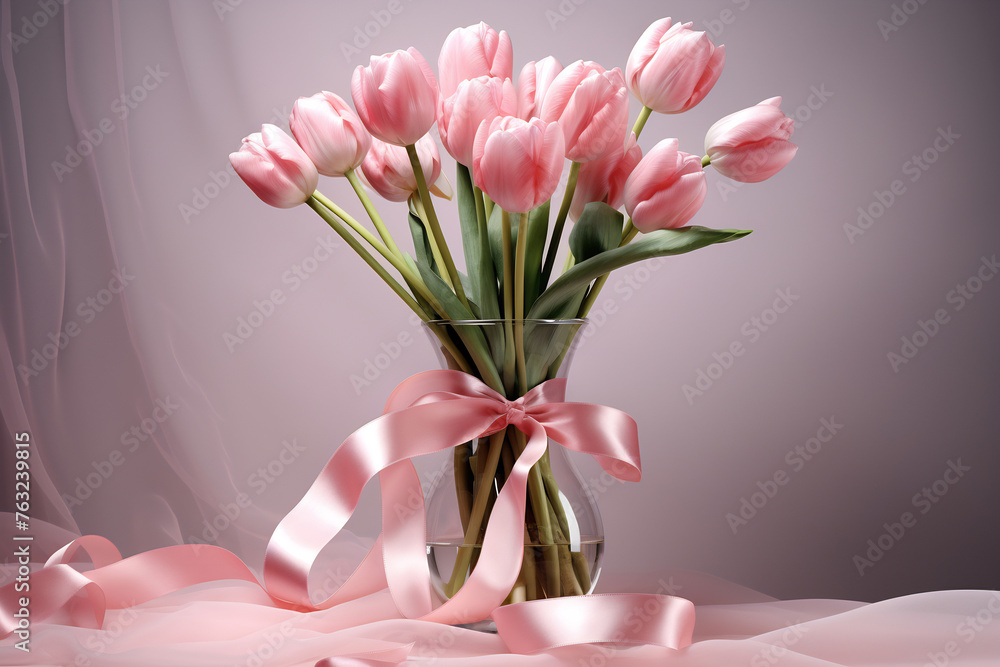 Pink flowers in vase on table Pink flowers in vase on table
