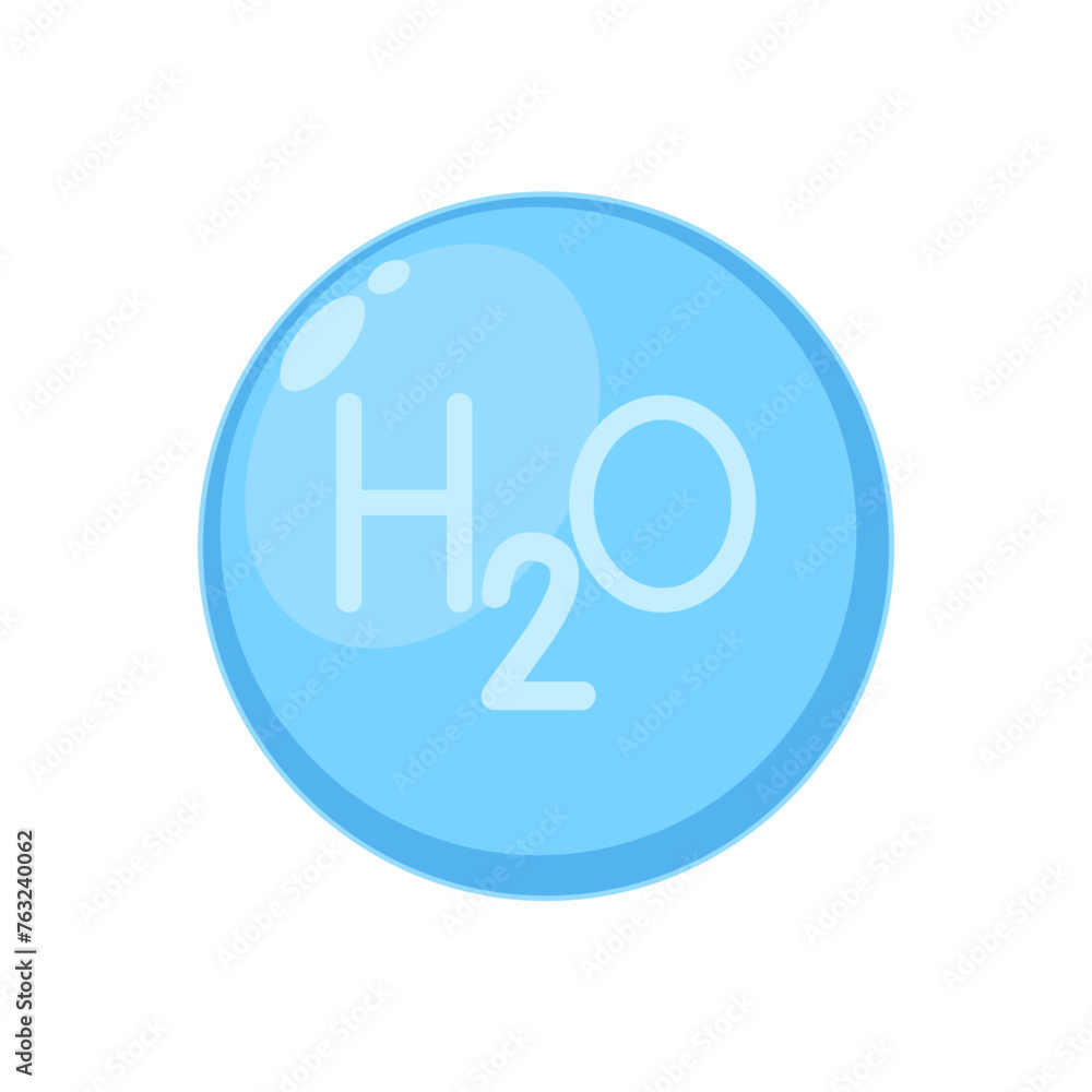 Water H2O Isolated Vector. For decoration oxygen cosmetics. Ecology and biochemistry concept. on white background. Water H2O Isolated Vector. For decoration oxygen cosmetics. Ecology and biochemistry concept. on white background.