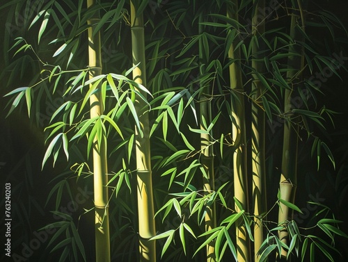 Interplay of light and shadow on a bamboo arrangement.