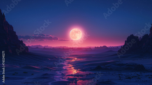 海と月｜ night and moon   Generate AI  © kozy