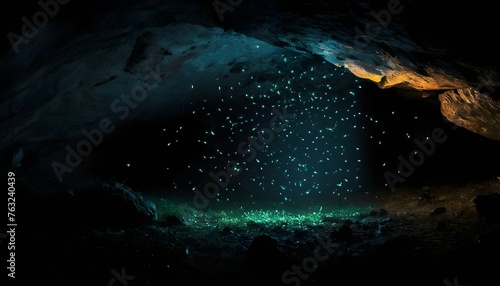 Fireflies Illuminating The Darkness Of A Cave Upscaled 3