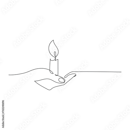 Continuous line drawing candle vector illustration design Coloring page for kids white Halloween candles vector illustration,  © Md Farman