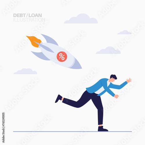 Business people with loan interest piling up illustration