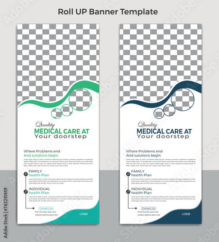 Madical HealthCare Roll Up And Pull Up Clean Banner Template