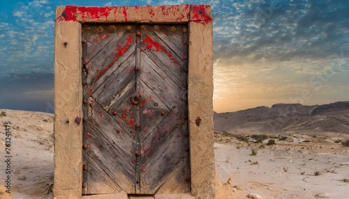 Exodus: Passover. The door painted with the blood. photo