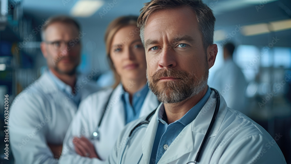 Portrait of doctor team. Generative AI. Portrait of doctor team. Generative AI.