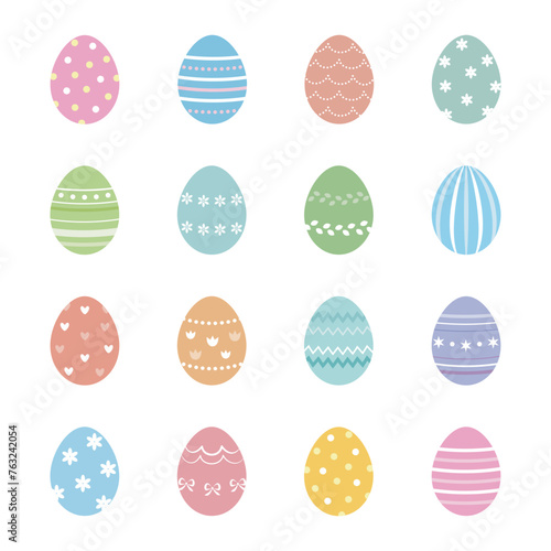 イースターエッグのベクターアイコンセット　パステルカラー