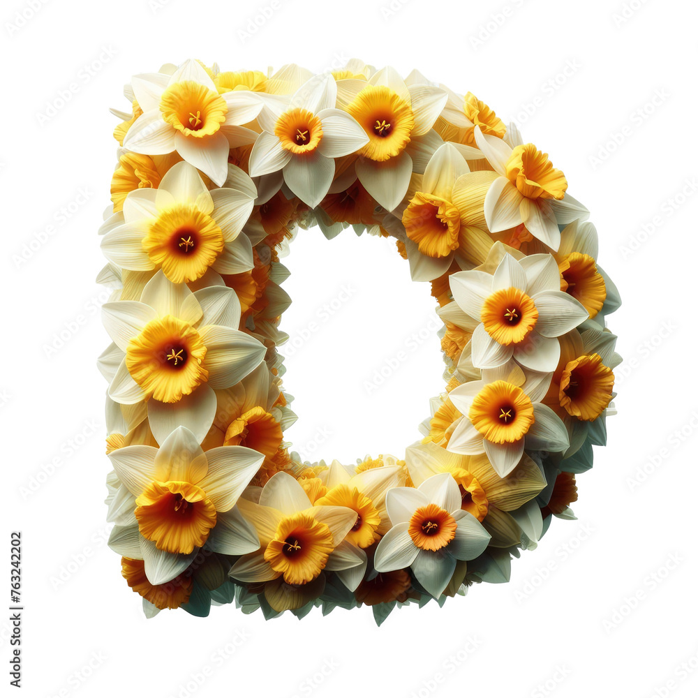 Isolated Floral Letter on a Clear PNG Canvas, Generative AI Isolated Floral Letter on a Clear PNG Canvas, Generative AI