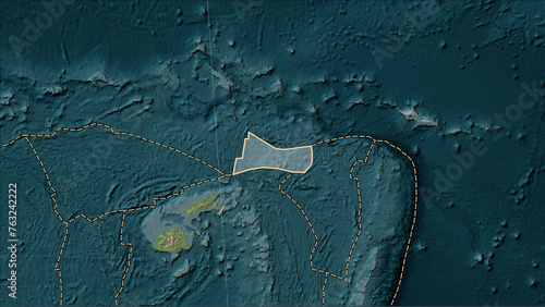 Volcanoes around the Futuna plate on the map