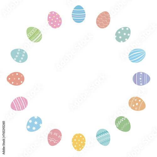 イースターエッグのサークルフレーム素材　パステルカラー