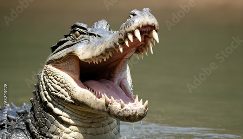 A Crocodile With Its Mouth Open Wide Emitting A D Upscaled 3