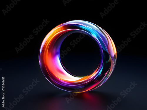 A colorful ring on a black background, amoled wallpaper, made entirely from gradients Generated with AI 