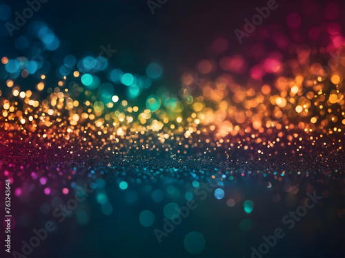Abstract colorful blur of lights on a dark background. The lights are arranged in a circular pattern and appear to be moving