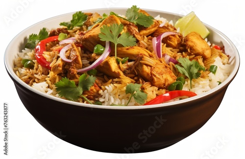 Biryani in a White Bowl Isolated on a Transparent Background