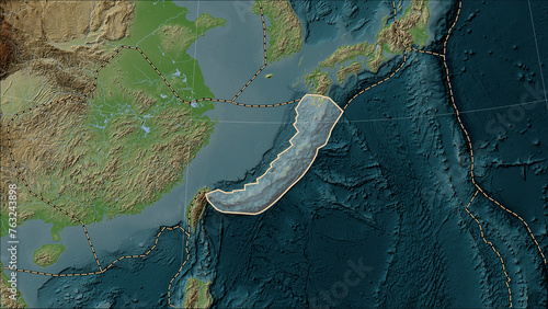 Volcanoes around the Okinawa plate on the map
